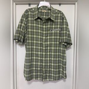 Ascend short sleeve green/gray plaid button up - size XL